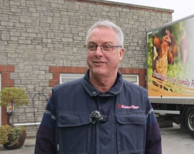 Agri Solar Installation Video Preview image of Dermot, an Ohk Energy Agri Solar Installation Customer, in front of Belview Eggs