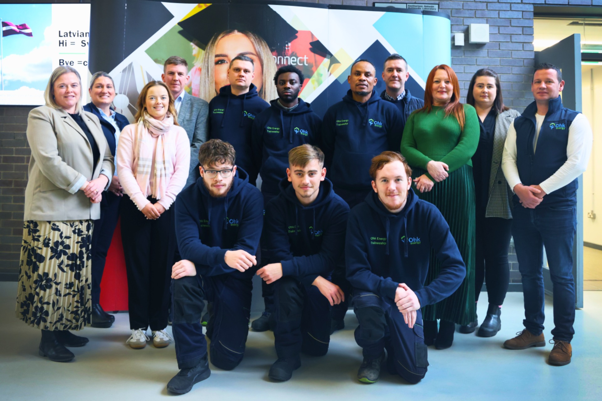 Renewable Construction Technologies Traineeship Image showing organisers and students of the programme