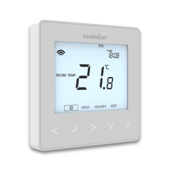 Air To Water Heat Pump Thermostat Image showing the Heatmiser neoStat v2 unit.