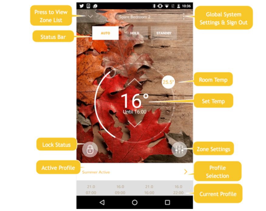 ATWHP App Real-Time Controls Image showing various heat pump controls on a smartphone.