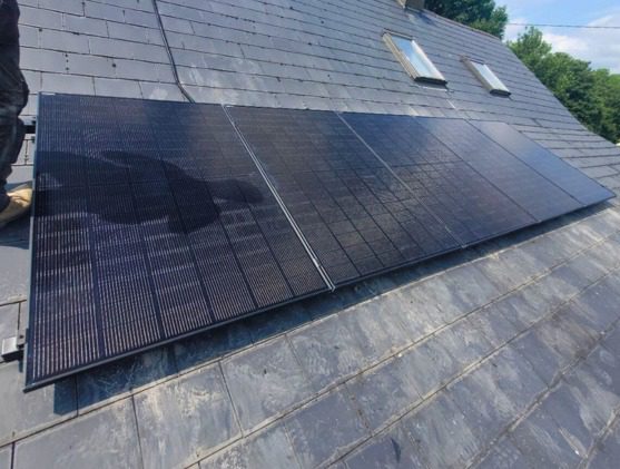 9 solar panels being installed on a roof in Co. Limerick.