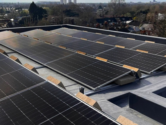 Roof-top commercial solar installation.