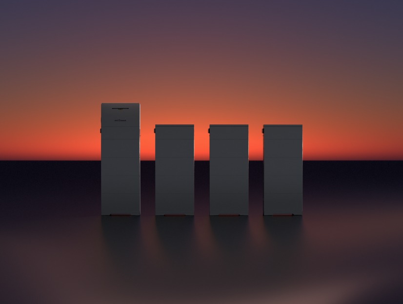 AiO Konnect Scalable Battery Storage Image showing a render of AiO Konnect units in shadow